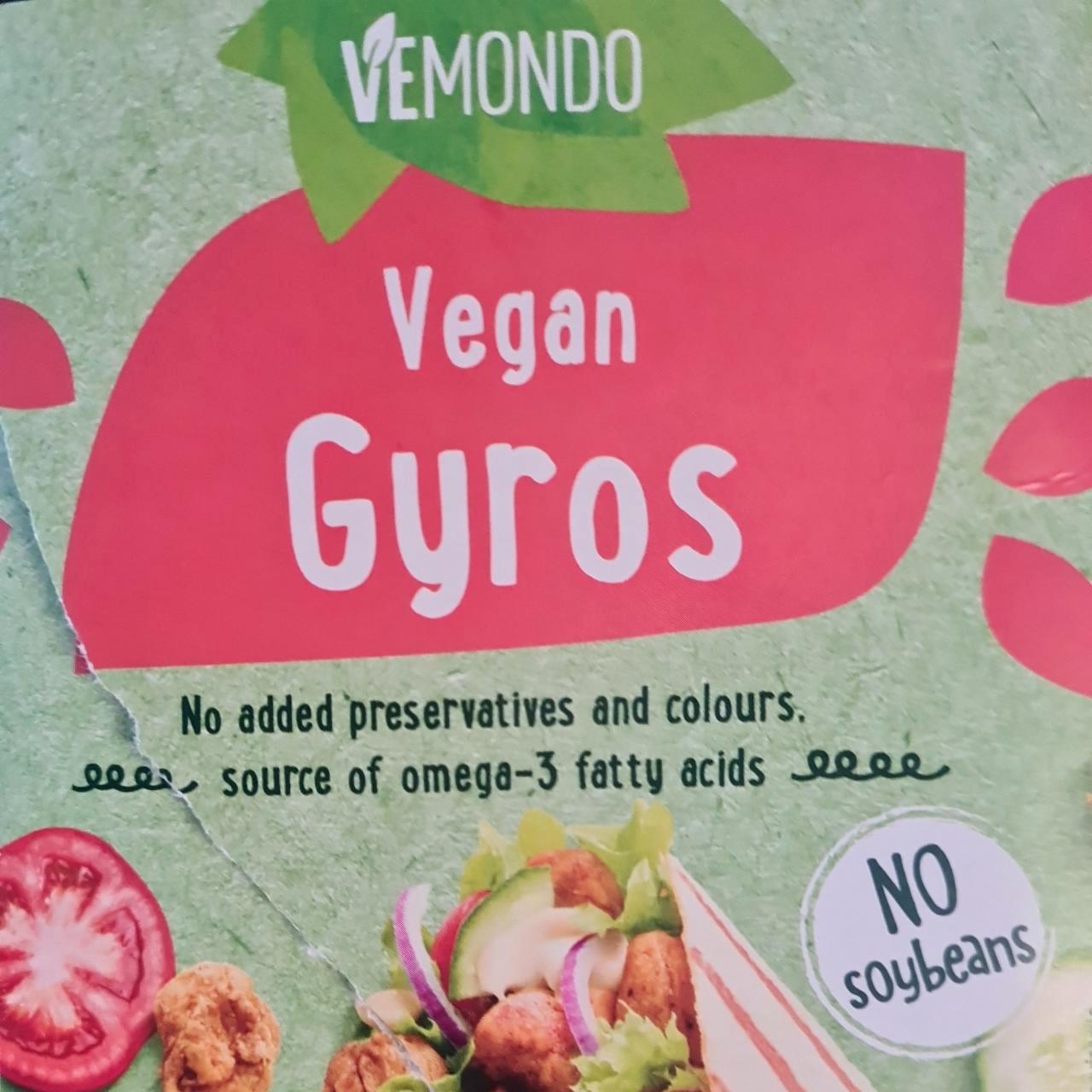 Vegan gyros Vemondo - kalória, kJ és tápértékek