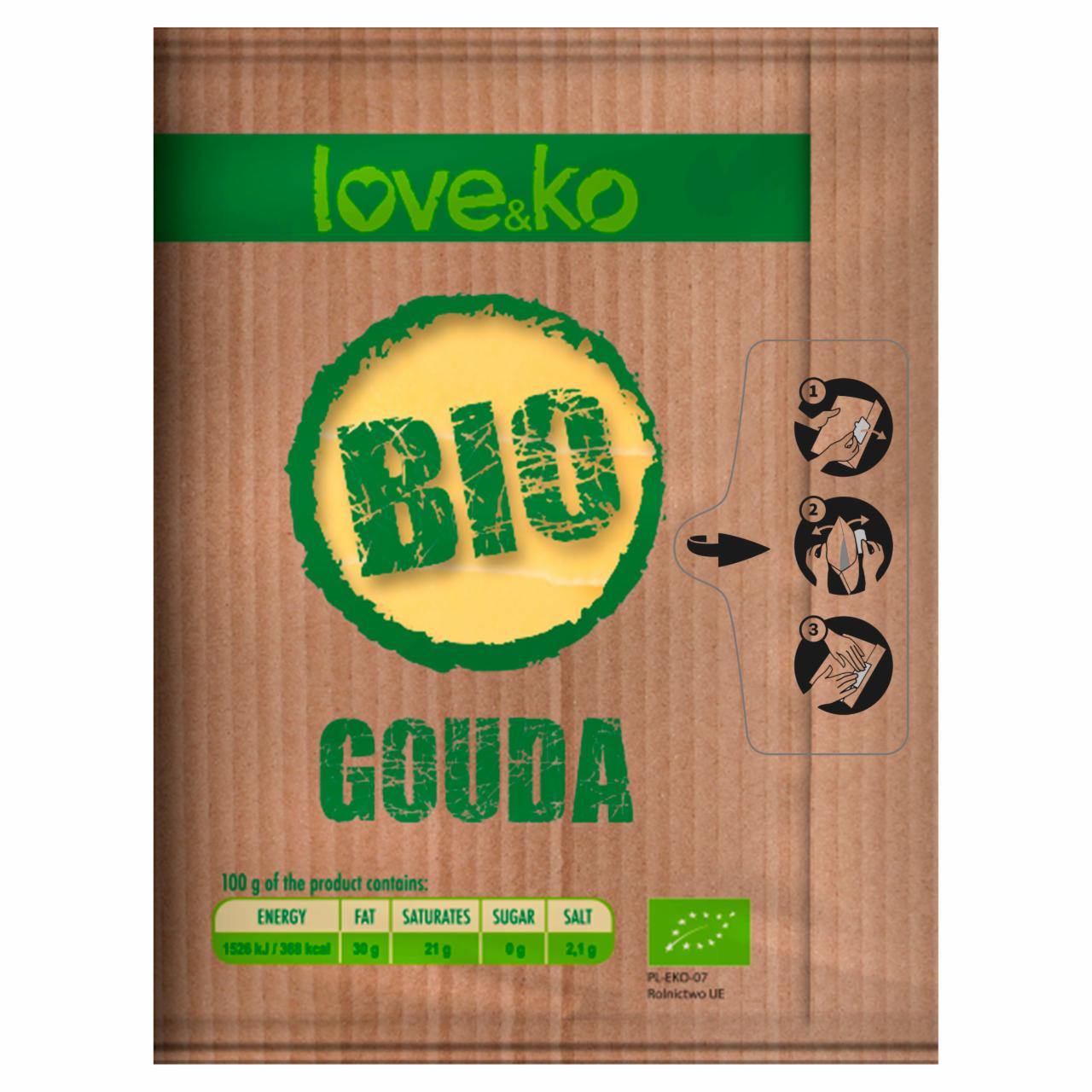 Képek - Love&ko BIO félkemény, zsíros érlelt szeletelt gouda sajt 100 g