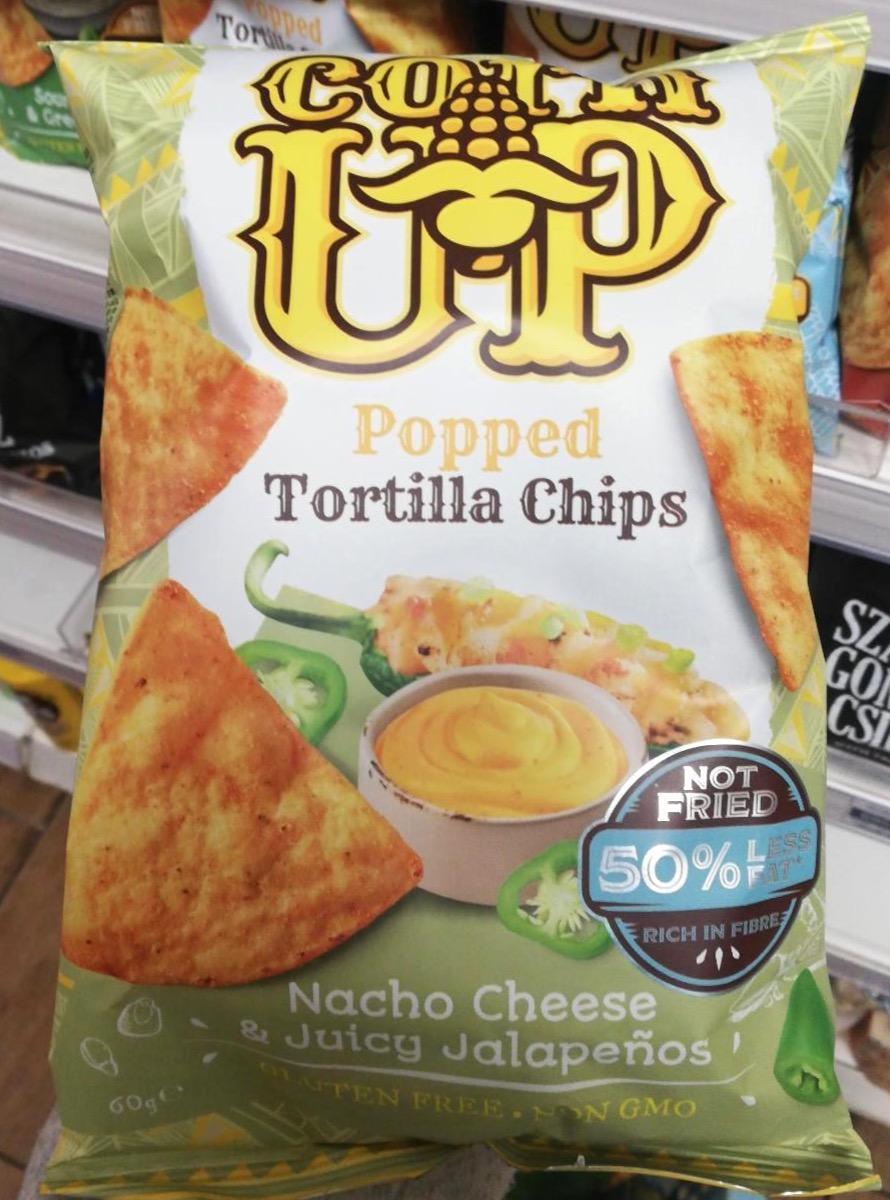 Képek - Teljes kiőrlésű kukorica tortilla chips Nacho cheese & juicy jalapeňos Corn Up