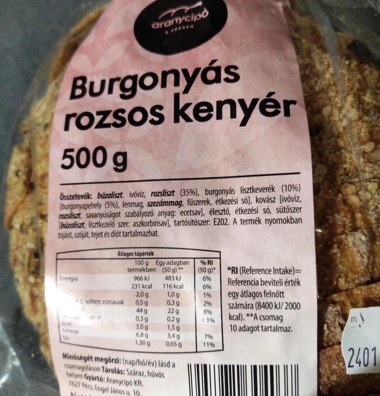 Képek - Aranycipó burgonyás rozsos kenyér 500 g