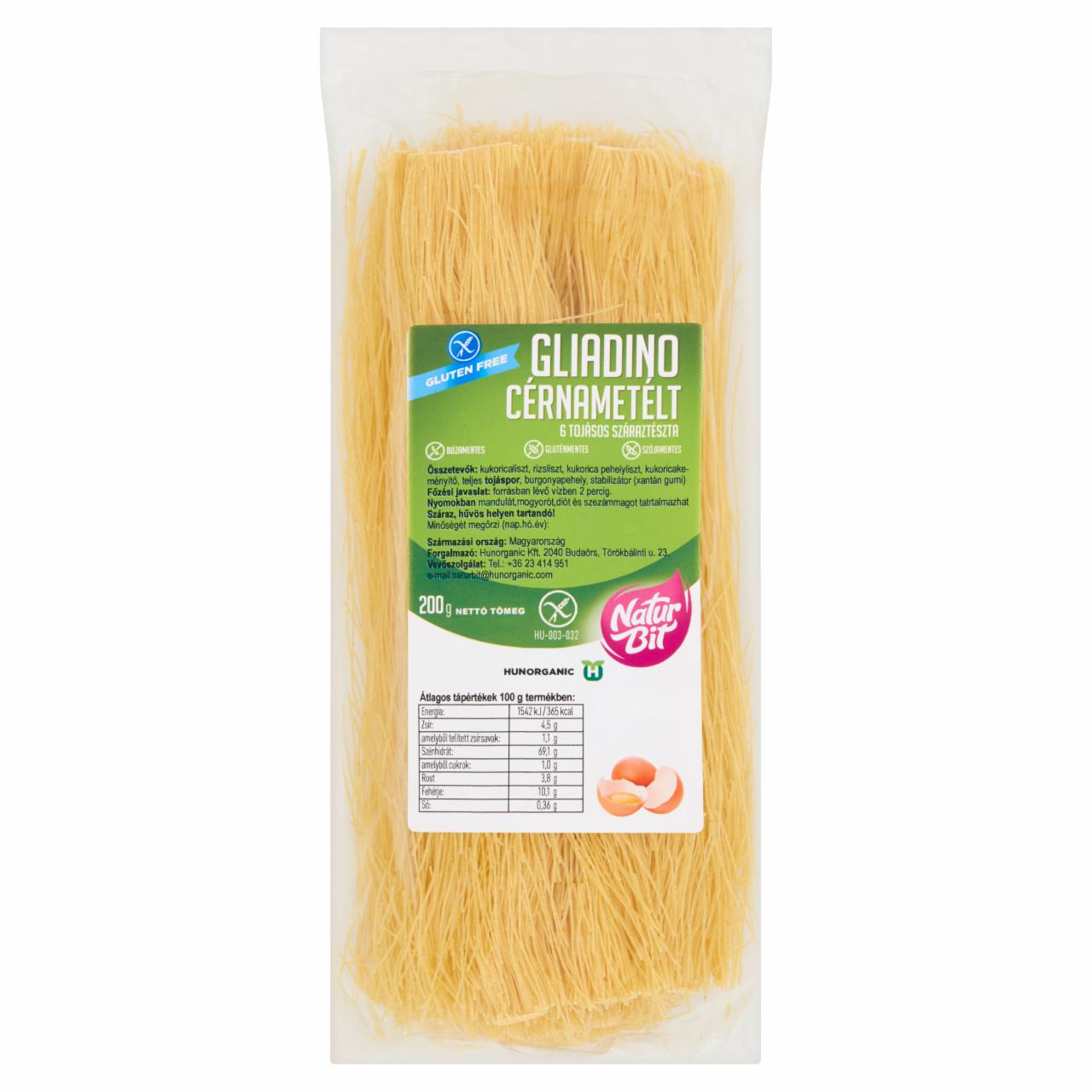 Képek - Naturbit Gliadino cérnametélt 6 tojásos száraztészta 200 g