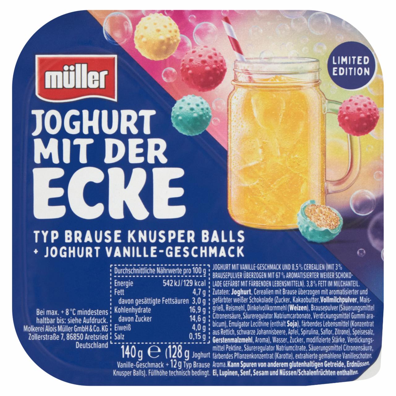 Képek - Müller vanília ízesítésű joghurt csokoládéval bevont puffasztott gabonapehellyel 140 g