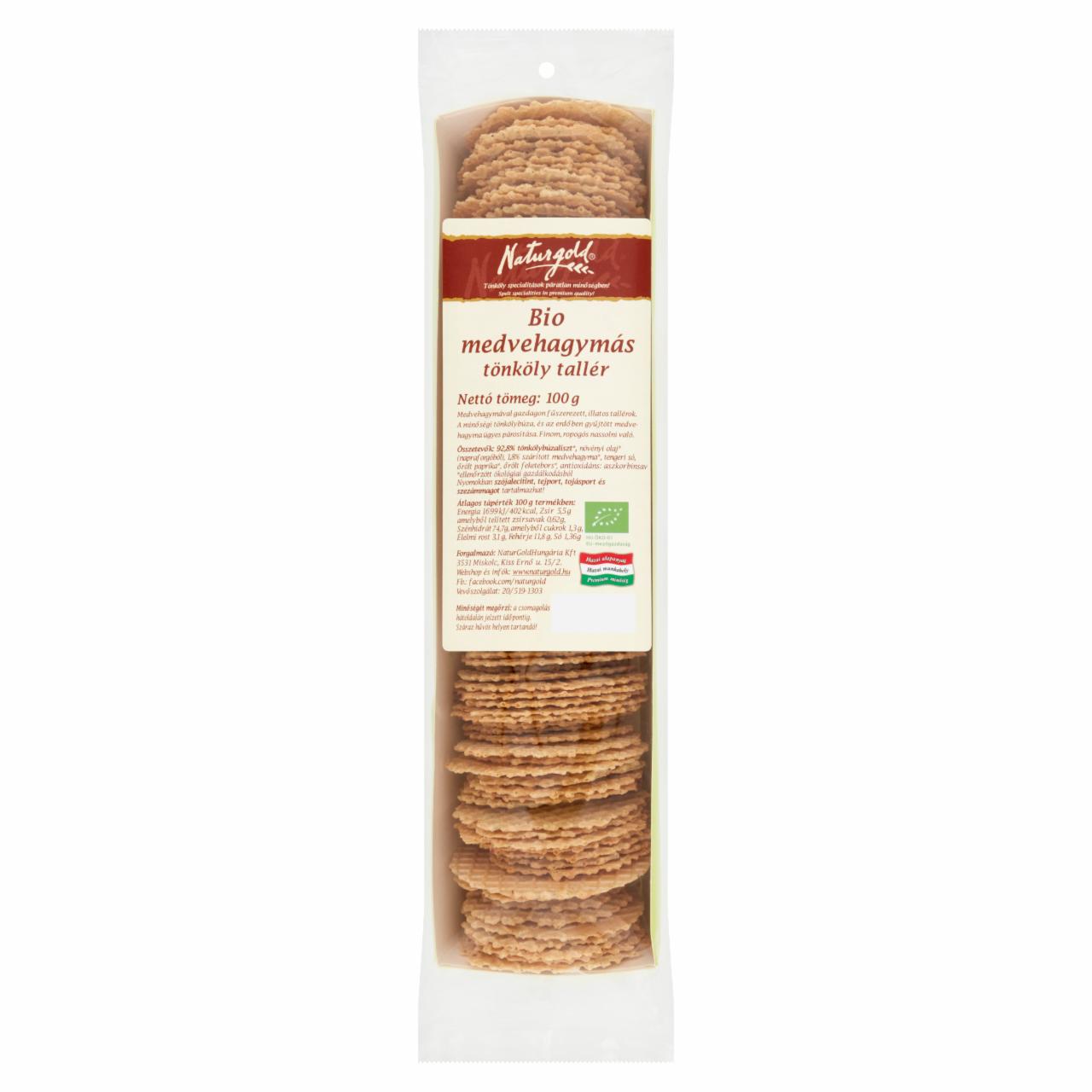 Képek - Naturgold BIO medvehagymás tönköly tallér 100 g