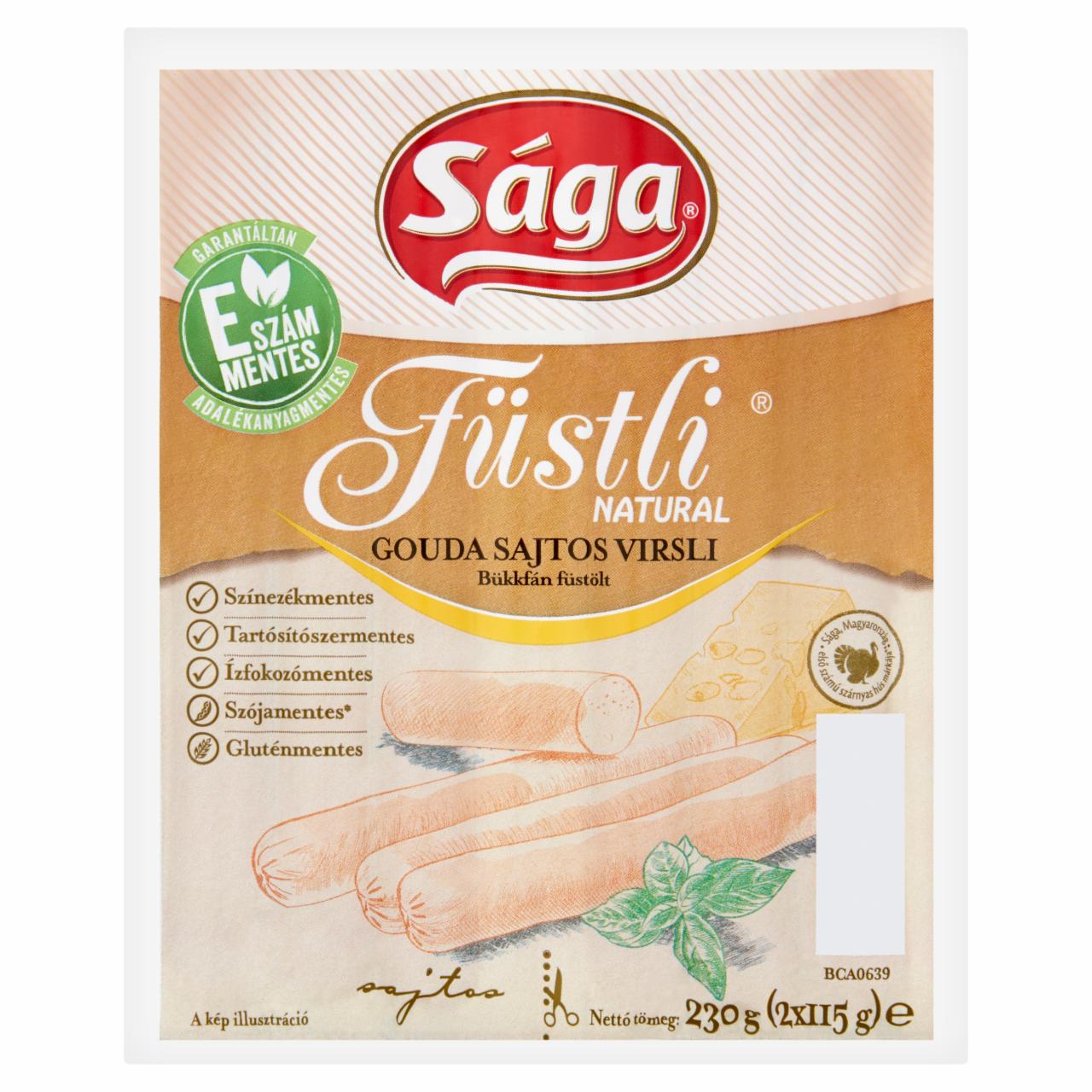 Képek - Sága Füstli Natural Gouda sajtos virsli 2 x 115 g