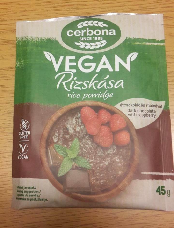 Képek - Cerbona Vegan gluténmentes, étcsokoládés-málnás rizskása 45 g