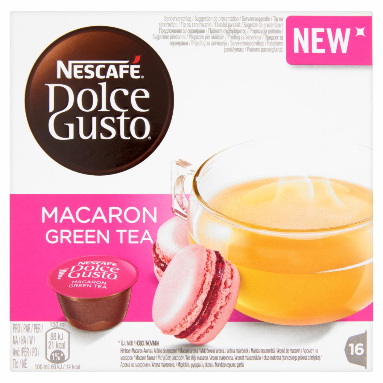 Képek - Nescafé Dolce Gusto Macaron Green Tea málnás macaronízű zöld tea italpor cukorral 16 db 84,8 g