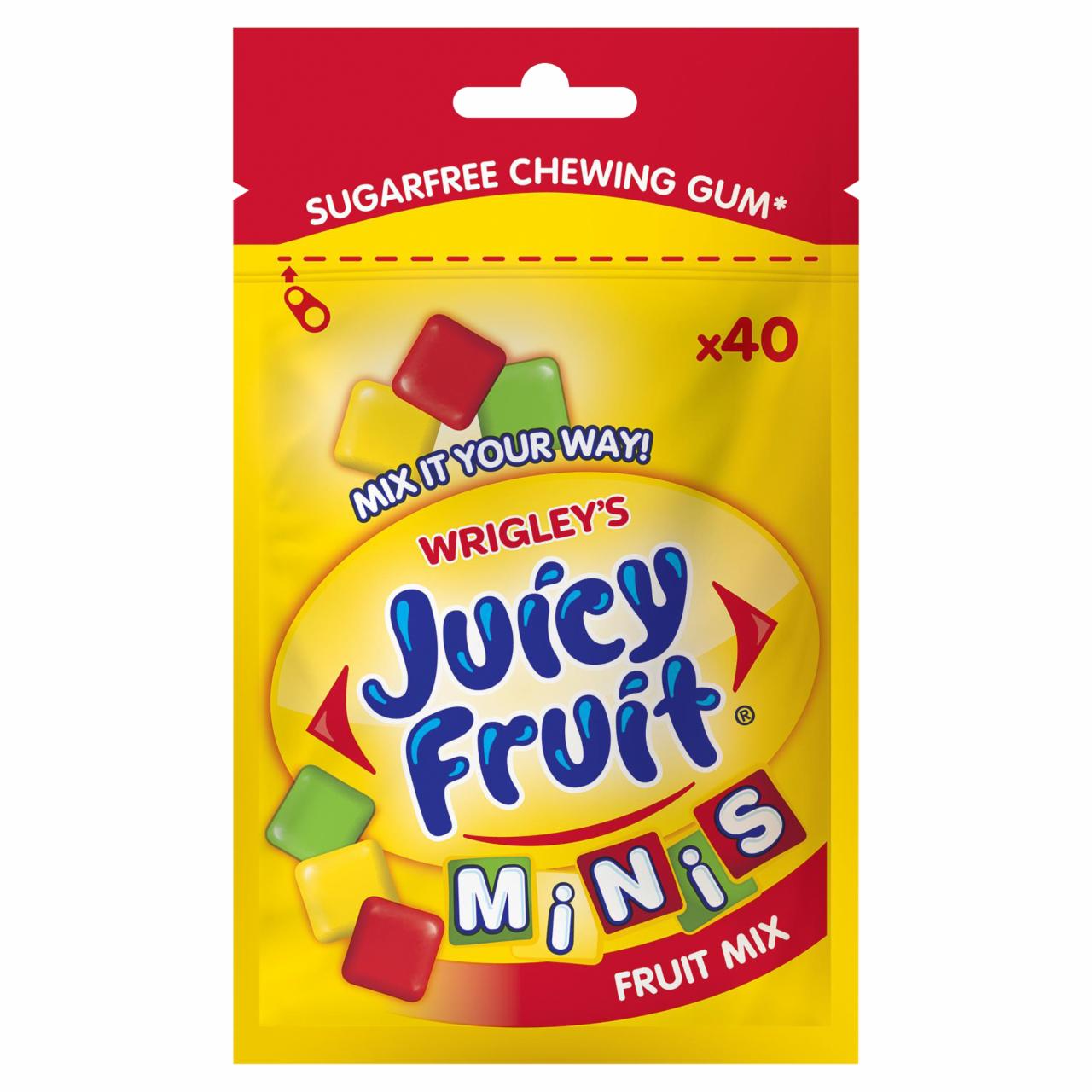 Képek - Juicy Fruit Minis Fruit Mix gyümölcsízű rágógumi 28 g