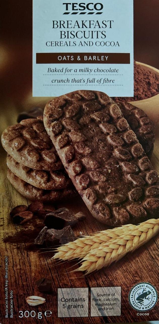Képek - Tesco keksz csokoládédarabokkal, kakaóval és hozzáadott kalciummal, magnéziummal és vassal 