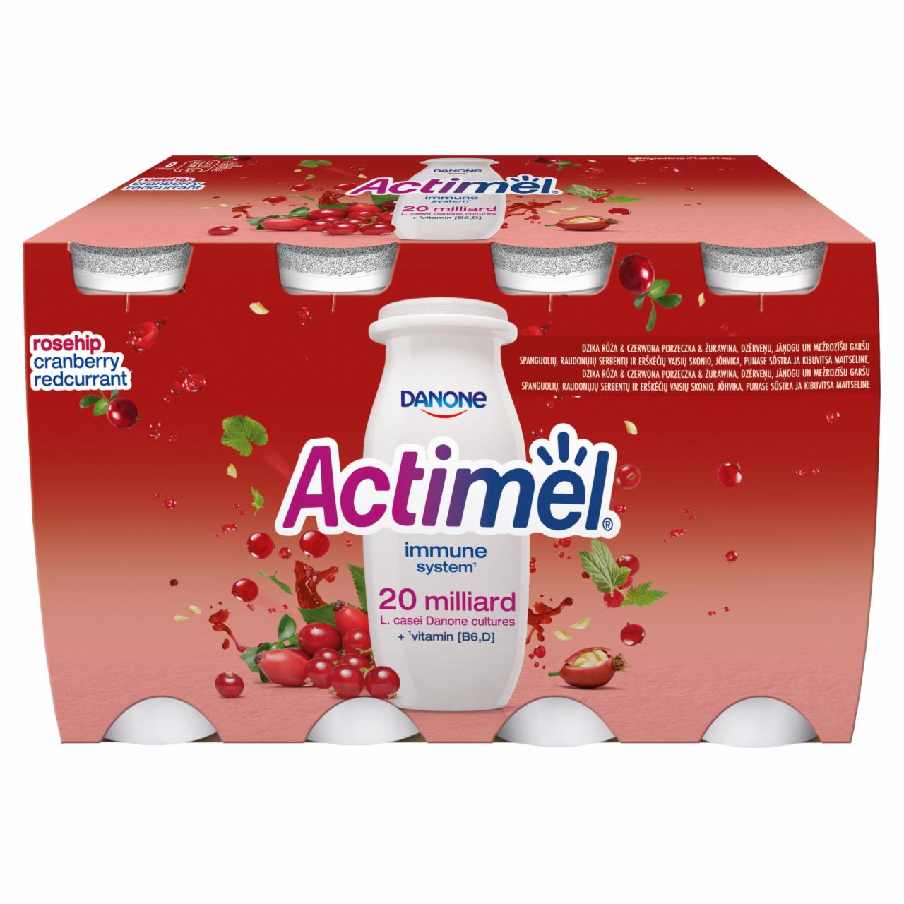 Képek - Danone Actimel zsírszegény, élőflórás vörös áfonya- ribizli- és csipkebogyóízű joghurtital 8 x 100 g