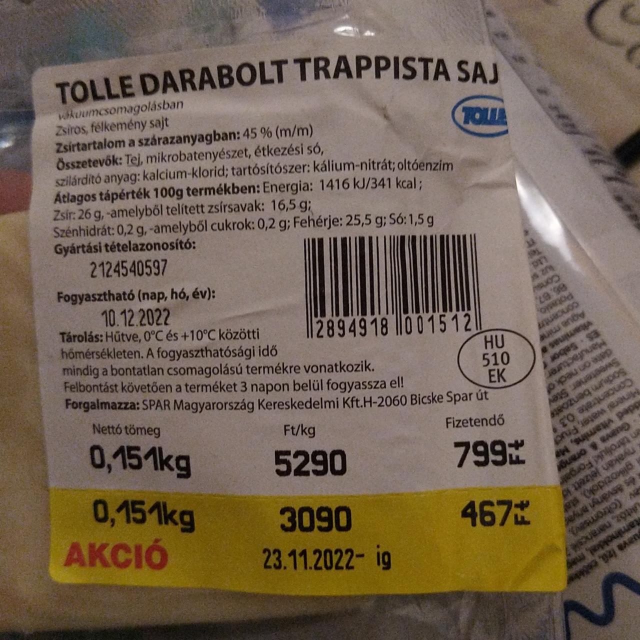 Képek - Darabolt trappista sajt Tolle