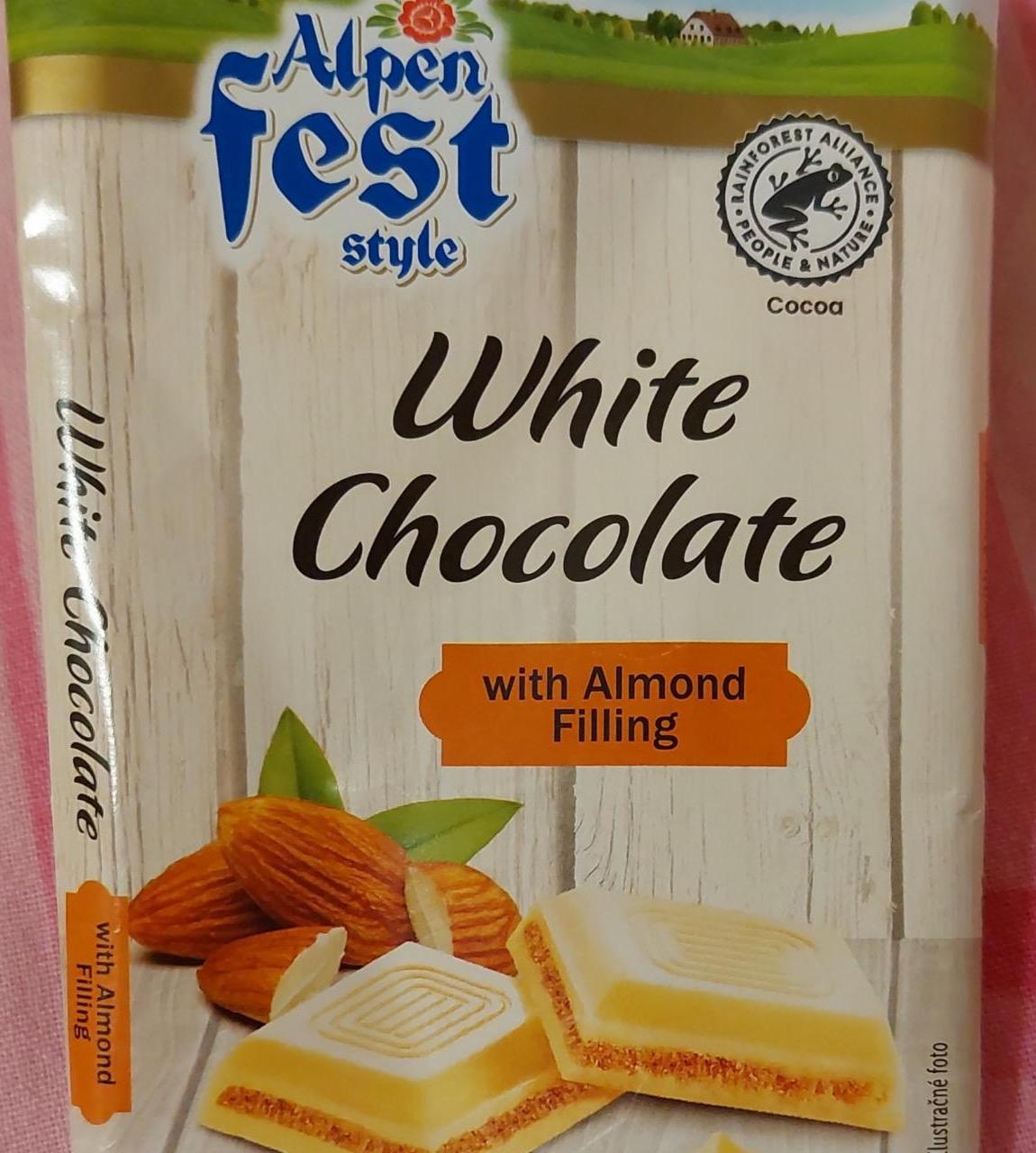 Képek - White chocolate with almond filling Alpen fest style