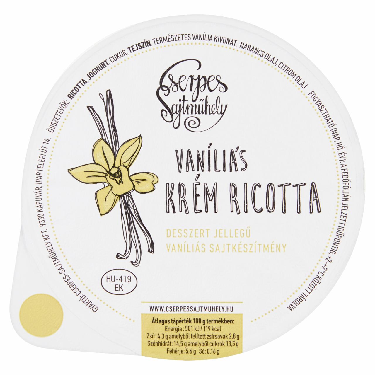 Képek - Cserpes vaníliás krém ricotta 100 g