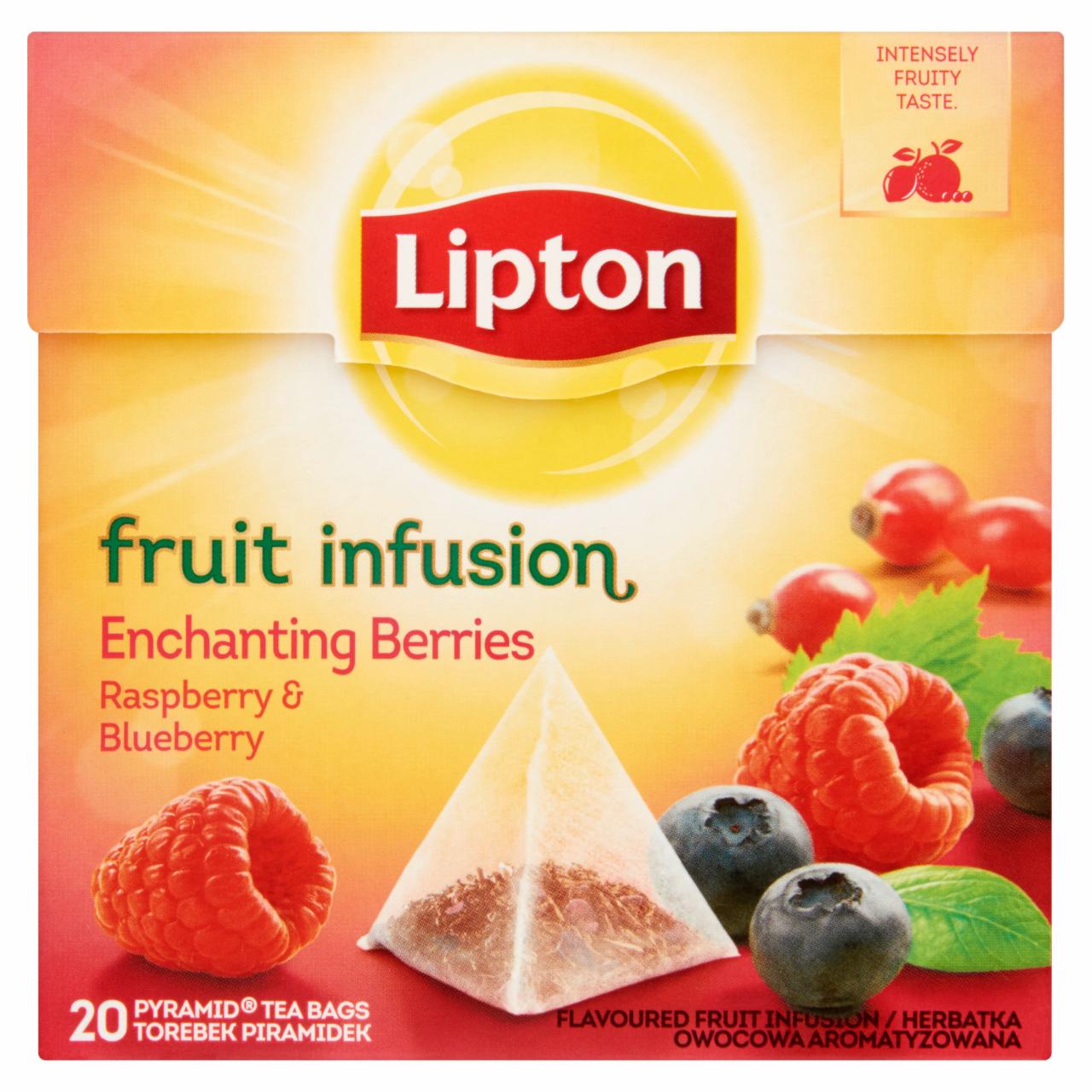 Képek - Lipton málna és áfonya ízű gyümölcstea 20 piramis filter
