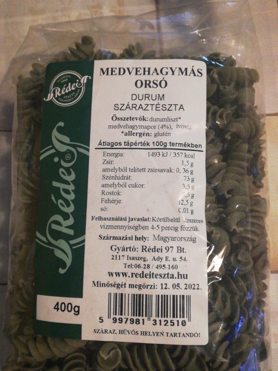 Képek - Medvehagymás orsó durum száraztészta Rédei