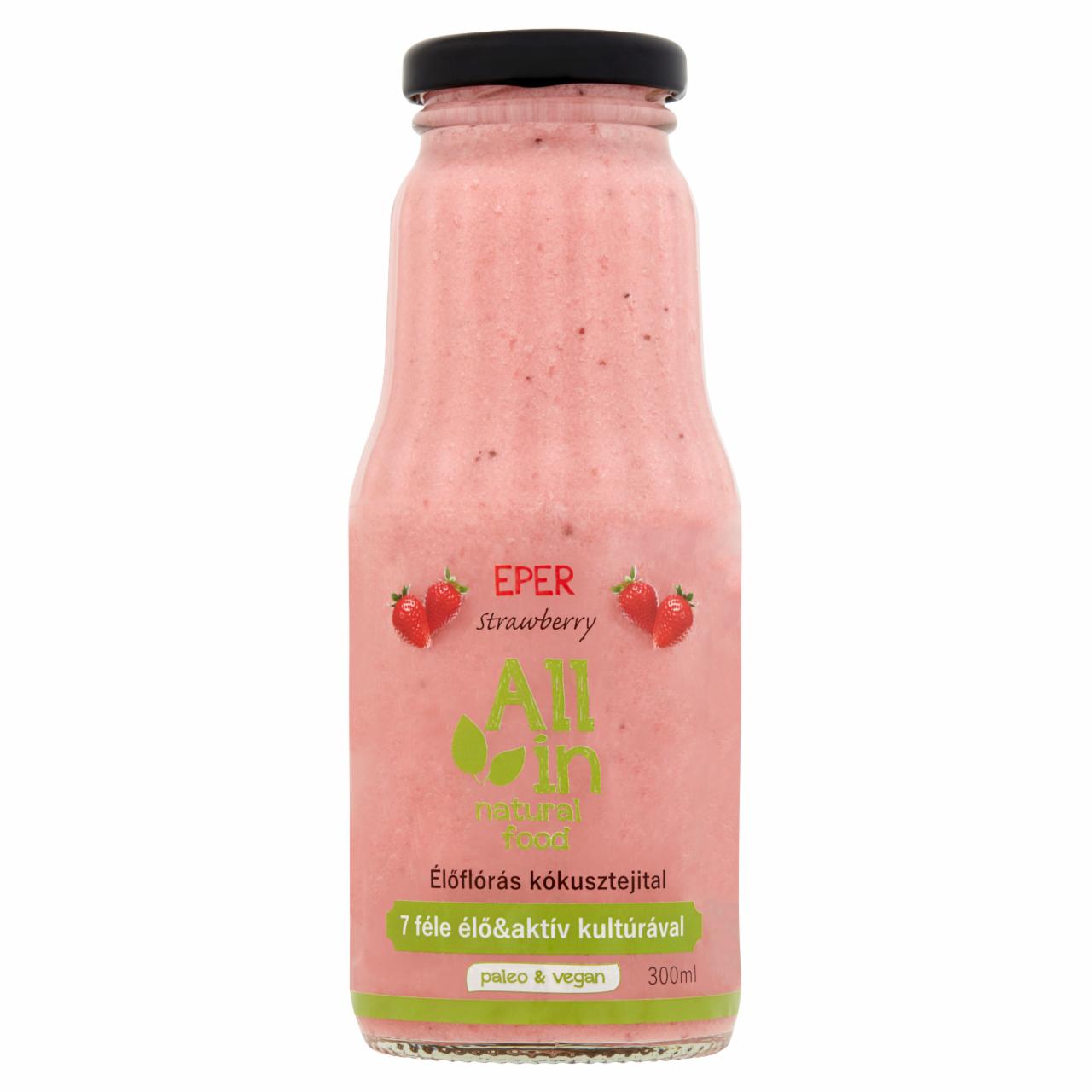 Képek - ALL IN natural food epres, élőflórás kókusztejital 300 ml