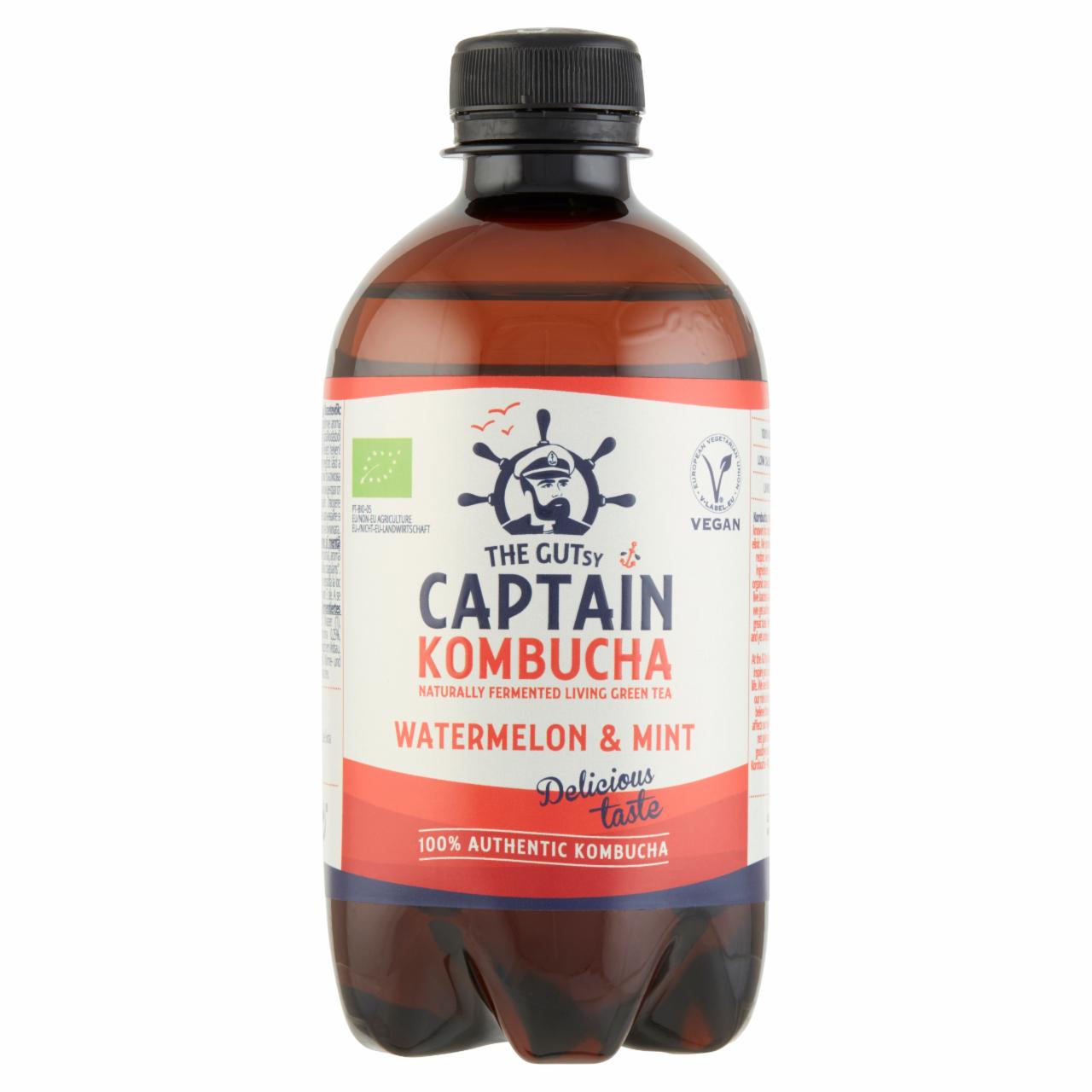 Képek - Captain Kombucha BIO fermentált görögdinnye-menta zöld tea ital élőflórával 400 ml