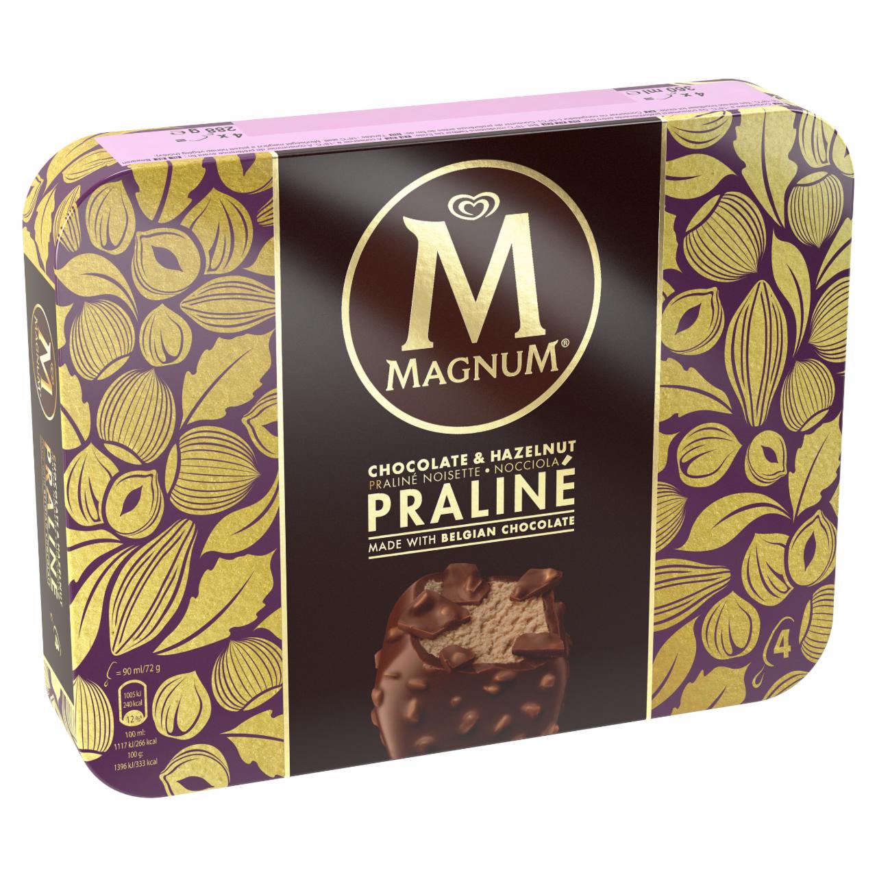 Képek - Magnum Multipack Mogyorós-Belga Csokoládés Jégkrém 4 x 90 ml