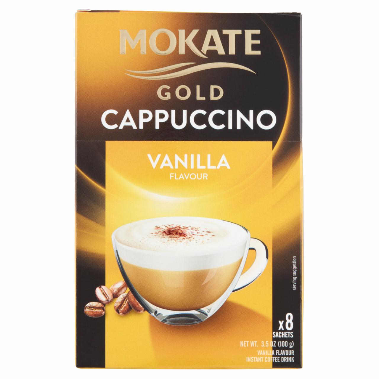 Képek - Mokate Gold Cappuccino instant kávéitalpor vanília ízesítéssel 8 x 12,5 g (100 g)