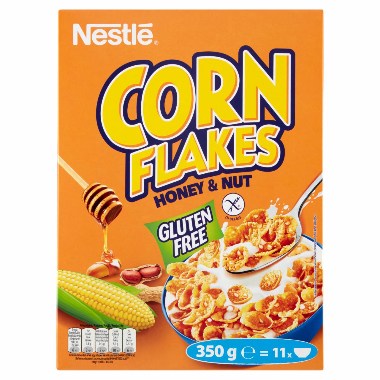 Képek - NestlĂ© Corn Flakes glutĂ©nmentes ropogĂłs kukoricapehely mĂ©zzel, fĂ¶ldimogyorĂłval Ă©s vitaminokkal 350 g