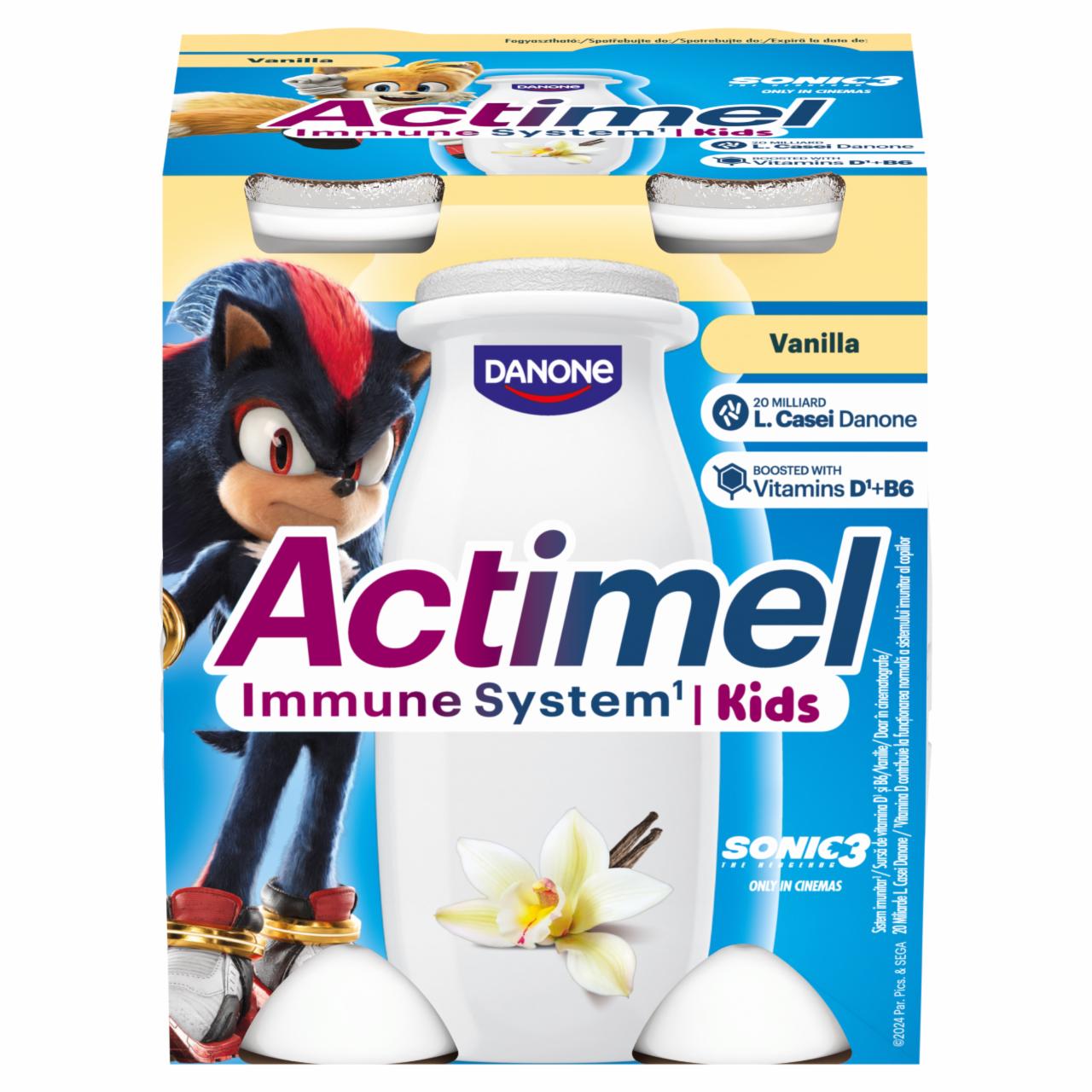 Képek - Danone Actimel Kids vaníliaízű zsírszegény joghurtalapú ital B6-és D-vitaminnal 4 x 100 g (400 g)
