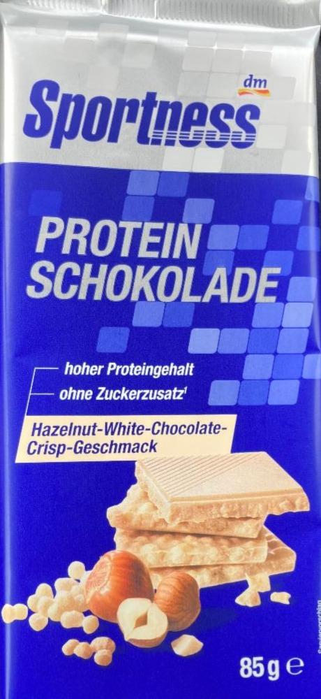 Képek - Protein schokolade Hazelnut-white-chocolate-crisp-geschmack Sportness dm