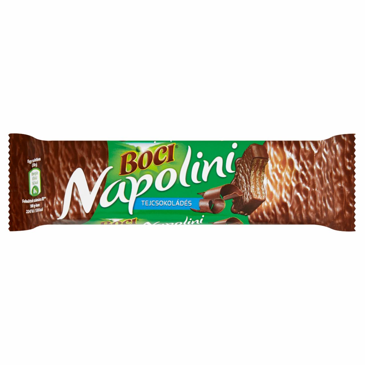 Képek - Boci Napolini tejcsokoládéval mártott, kakaós krémmel töltött ostya 30 g