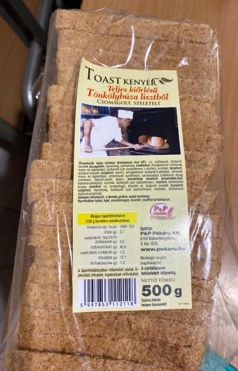 Képek - Toast kenyér teljes kiőrlésű tönköly lisztből