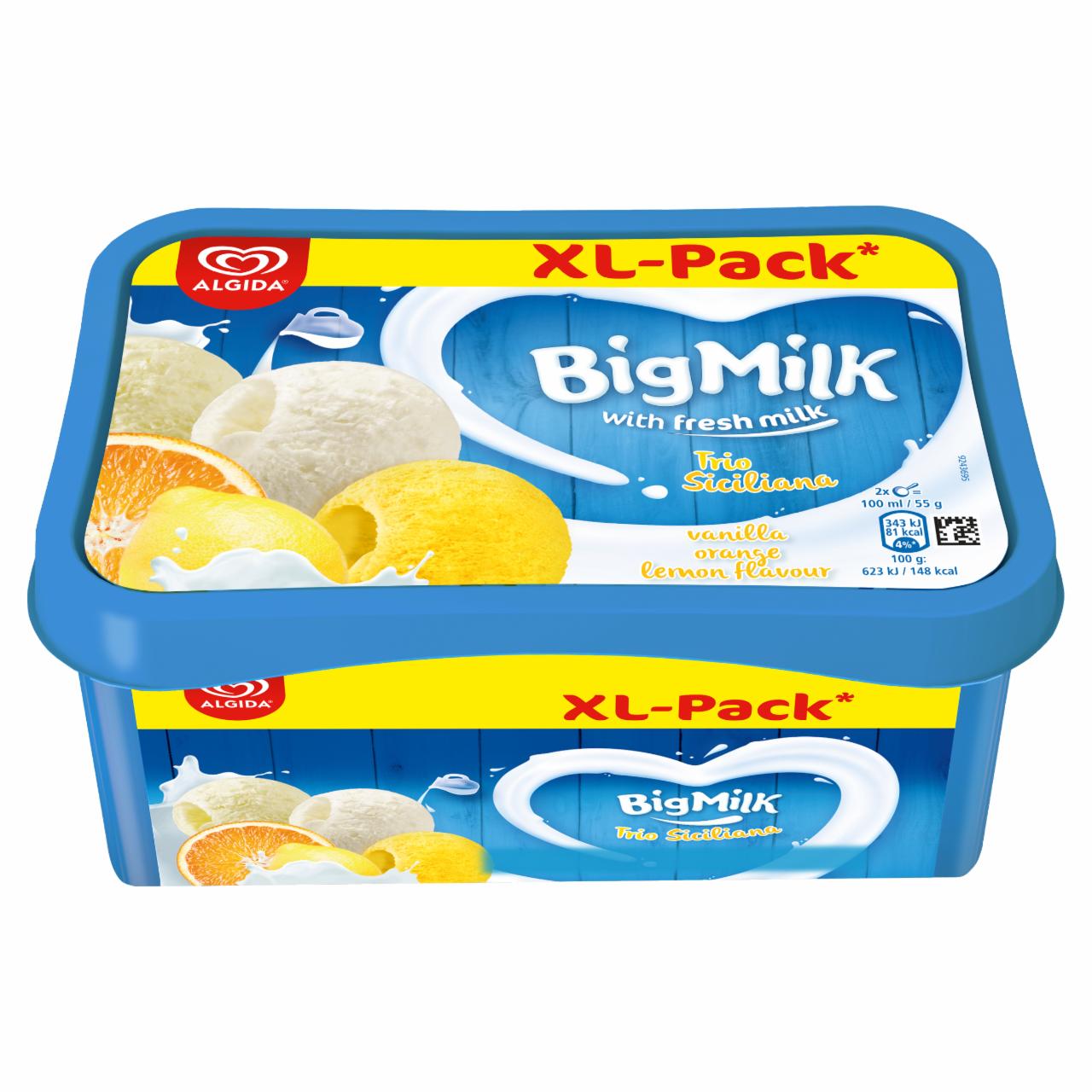 Képek - Big Milk Trio Siciliana vanília-tejszín ízű jégkrém, narancs szorbé és citrom ízű jégkrém 1400 ml