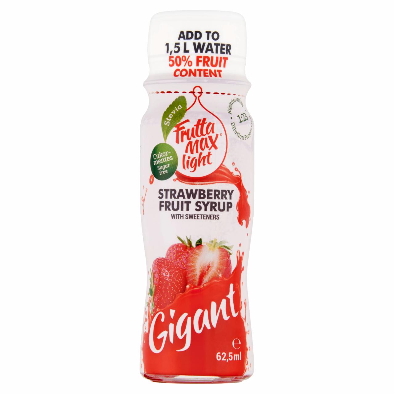 Képek - FruttaMax Gigant cukormentes eper gyümölcsszörp édesítőszerekkel 62,5 ml