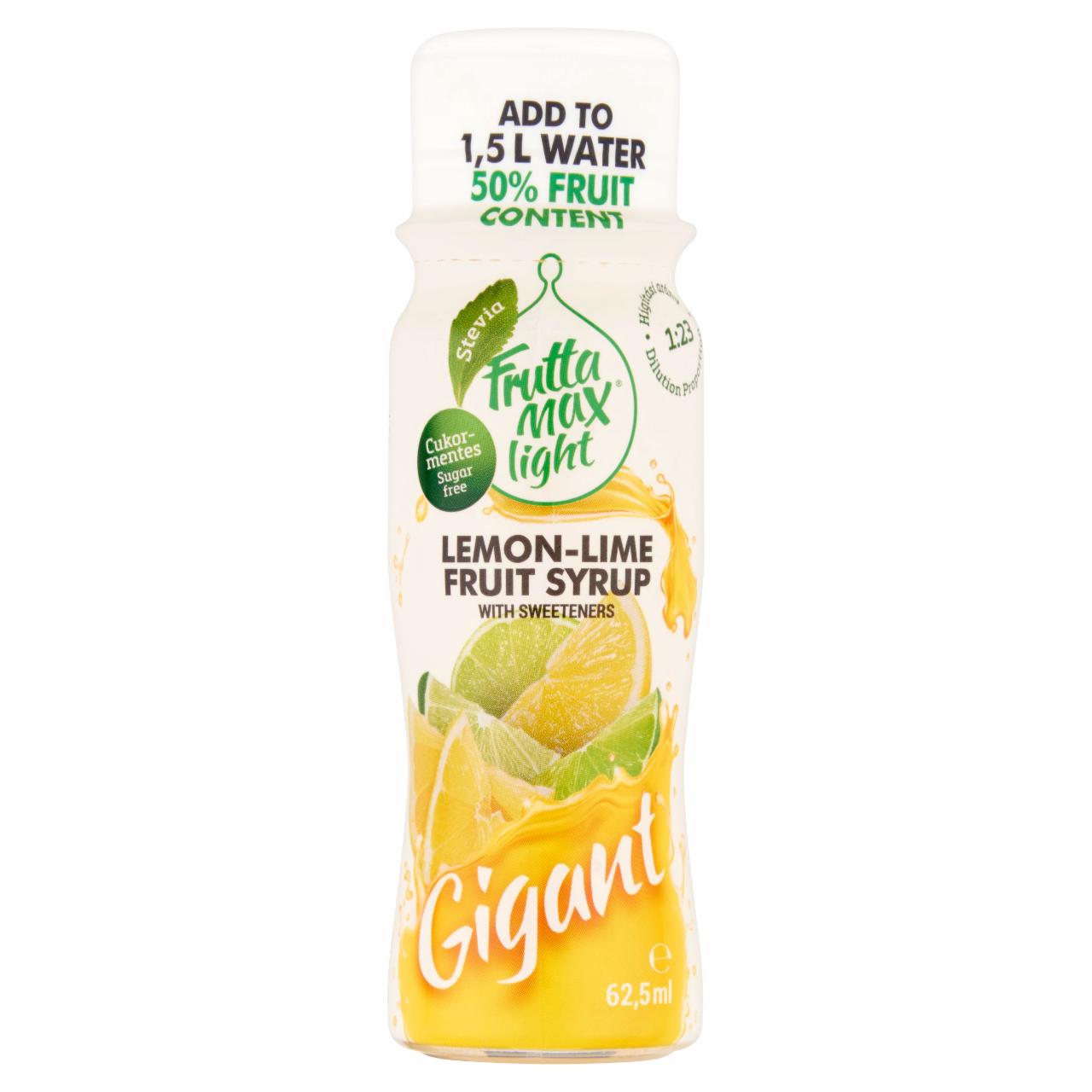 Képek - FruttaMax Gigant cukormentes citrom-lime gyümölcsszörp édesítőszerekkel 62,5 ml