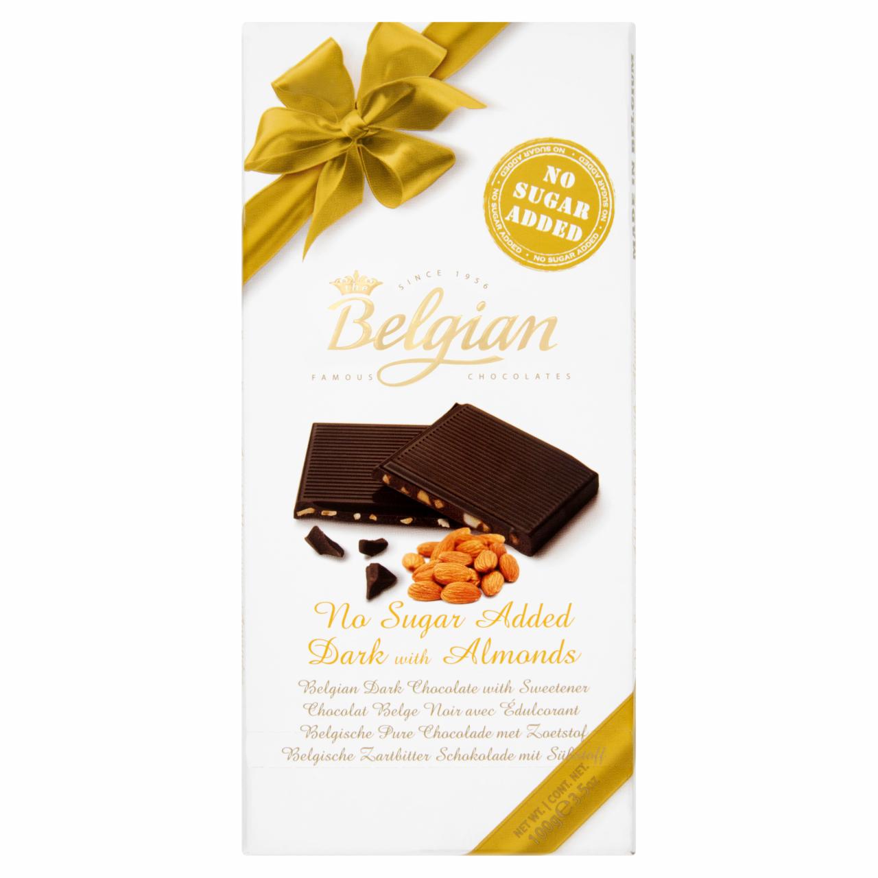 Képek - Belgian táblás étcsokoládé mandulával, édesítőszerrel 100 g
