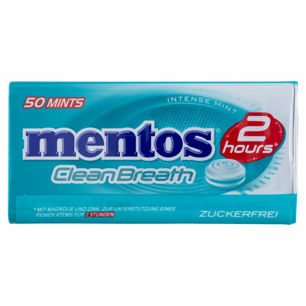 Képek - Mentos Clean Breath Intense Mint cukormentes lehelet frissítő cukorka édesítőszerekkel 35 g