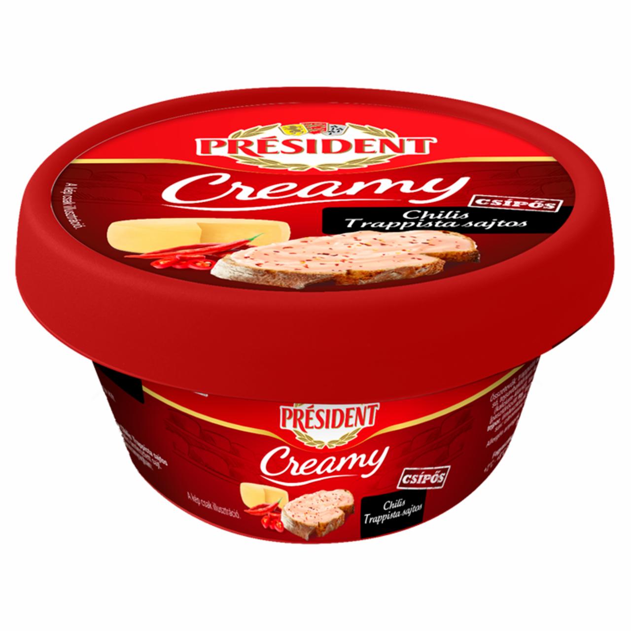 Képek - Président Creamy chilis trappista sajtos kenhető ömlesztett sajt 125 g
