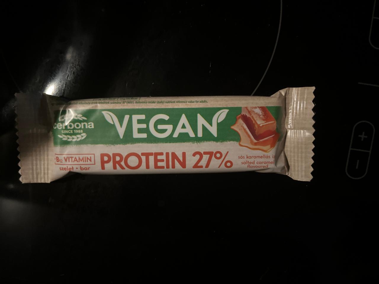 Képek - Cerbona Vegan magas fehérjetartalmú sós karamellás ízű szelet kakaós bevonattal 40 g