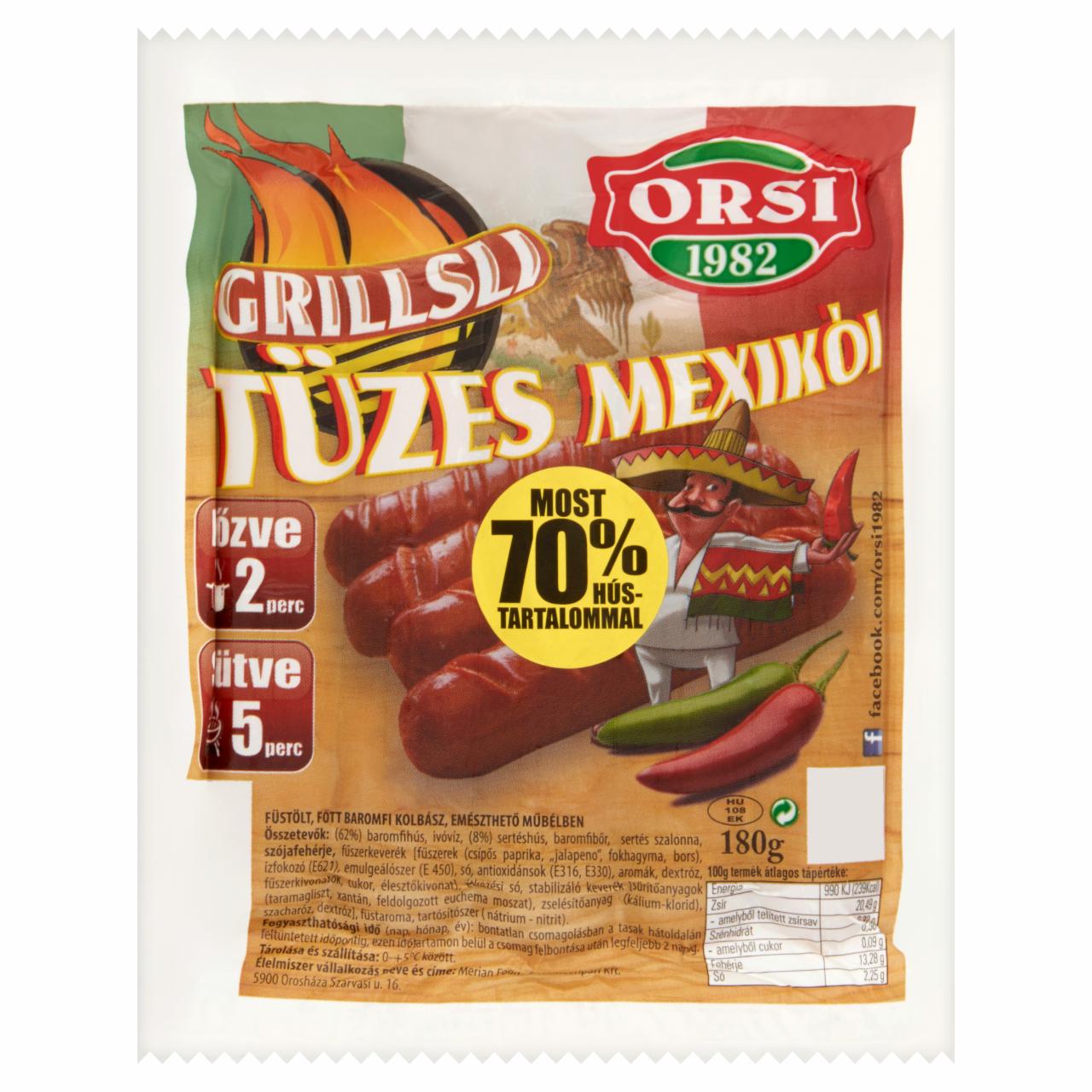 Képek - Orsi Grillsli Tüzes Mexikói füstölt, főtt baromfi kolbász 180 g