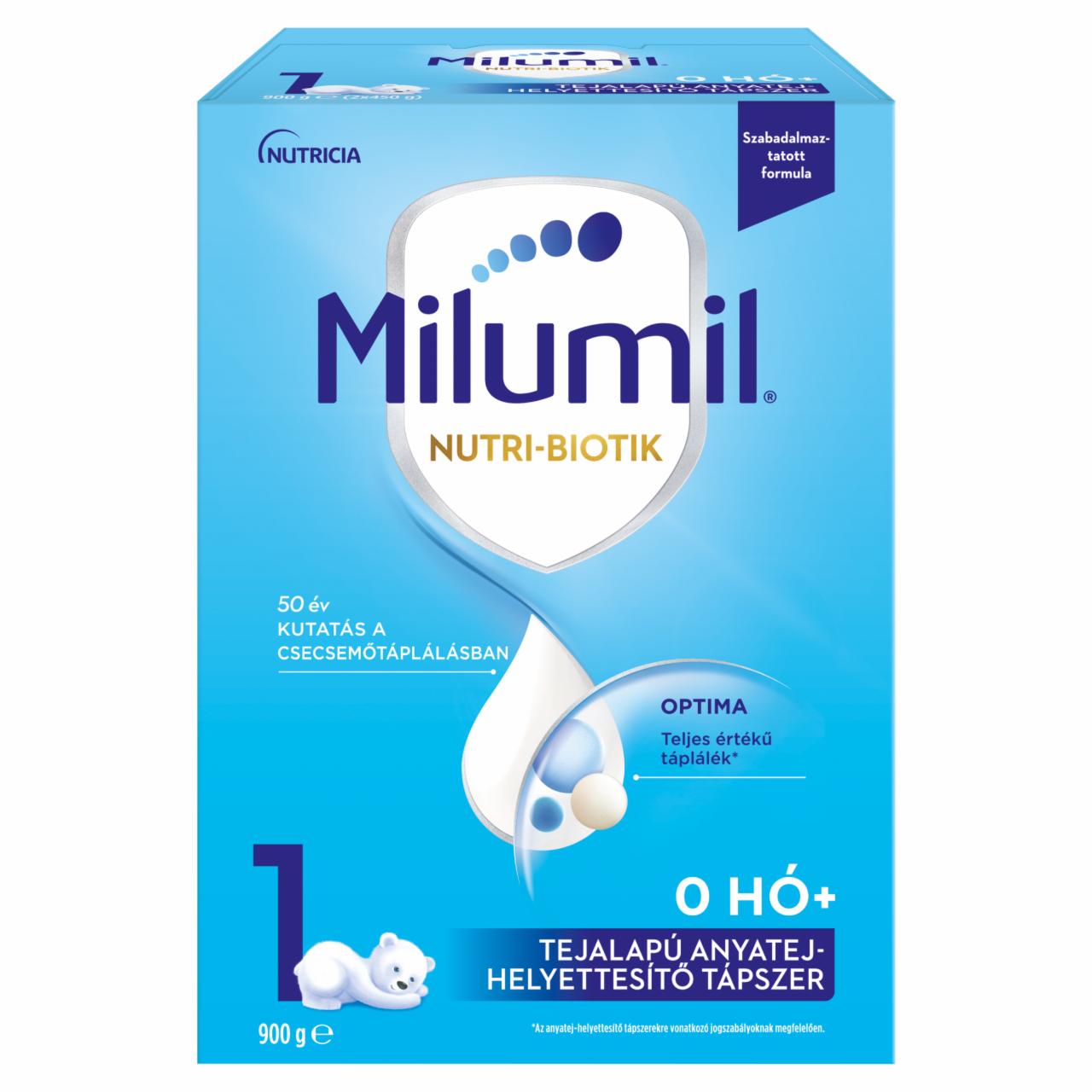 Képek - Milumil Nutri-Biotik Optima 1 tejalapú, anyatej-helyettesítő tápszer 0 hó+ 2 x 450 g (900 g)