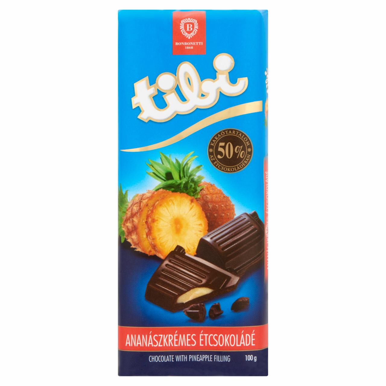 Képek - Tibi ananászkrémmel töltött étcsokoládé 100 g