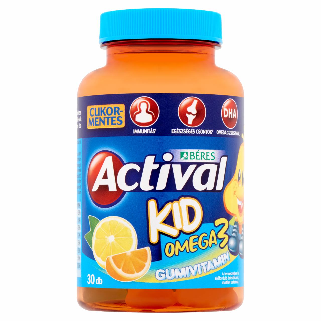 Képek - Béres Actival Kid Omega-3 Gumivitamin cukormentes gumitabletta étrend kiegészítő 30 db 93,3 g