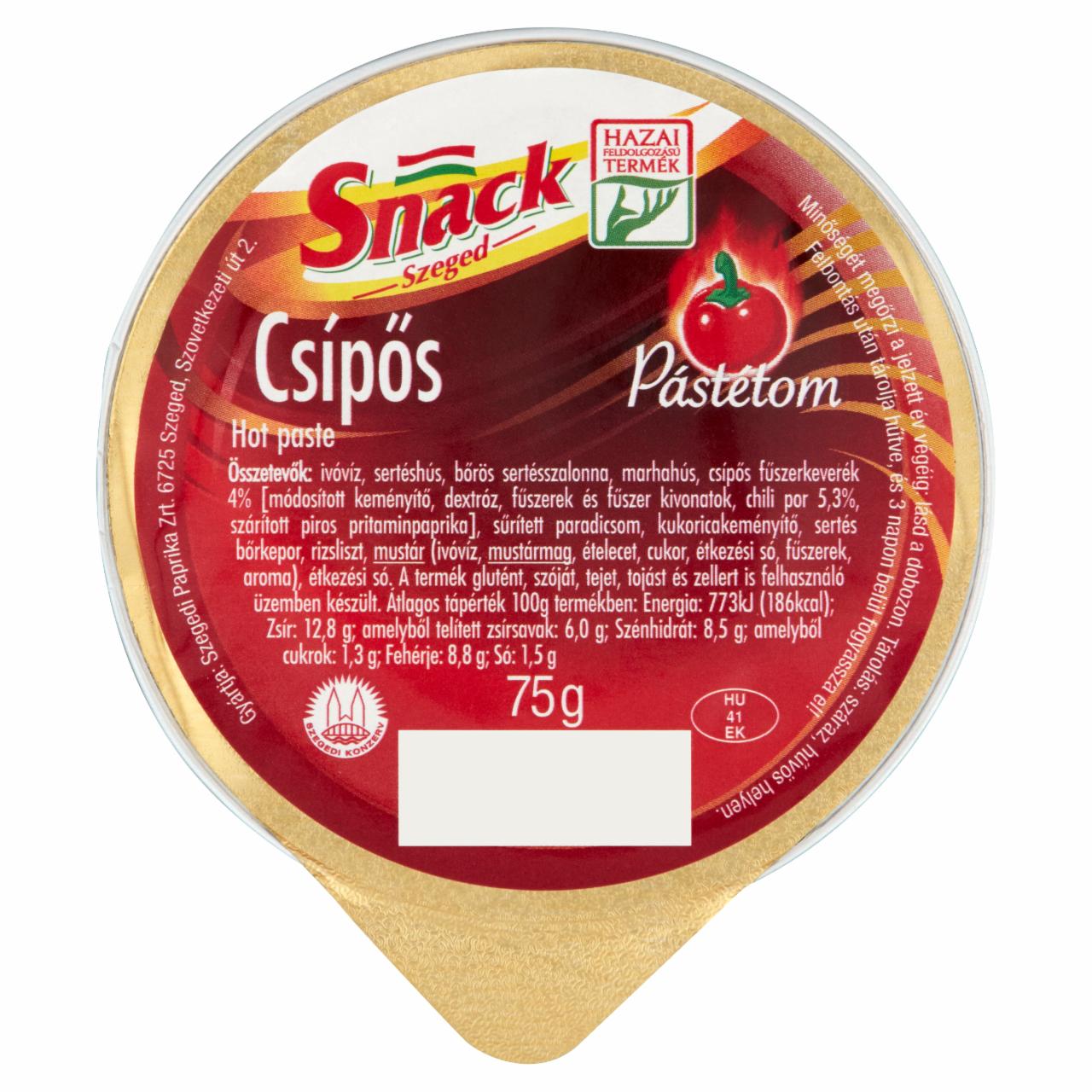 Képek - Snack Szeged csípős pástétom 75 g