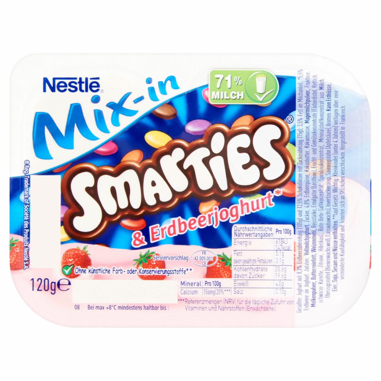 Képek - Smarties Mix-In epres joghurt ropogós cukorbevonatos tejcsokoládé drazséval 120 g