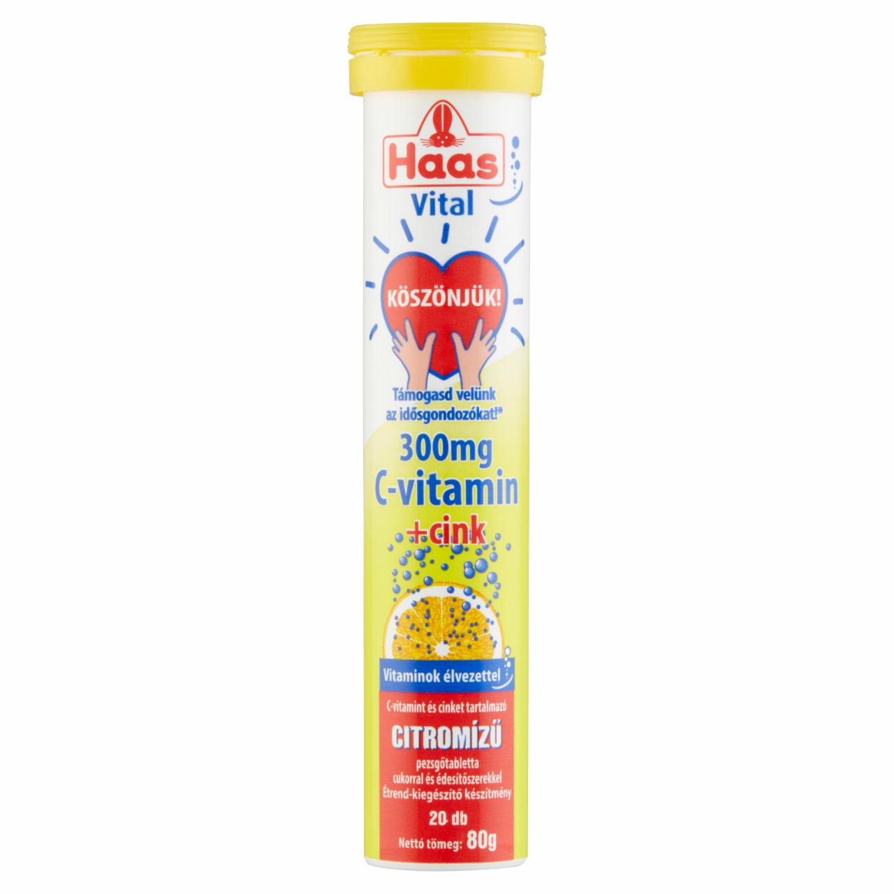 Képek - Haas Vital 300 mg C-vitamin citromízű pezsgőtabletta cukorral és édesítőszerekkel 20 db 80 g