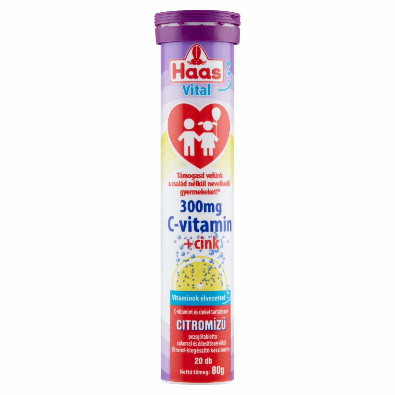 Képek - Haas Vital 300 mg C-vitamin citromízű pezsgőtabletta cukorral és édesítőszerekkel 20 db 80 g