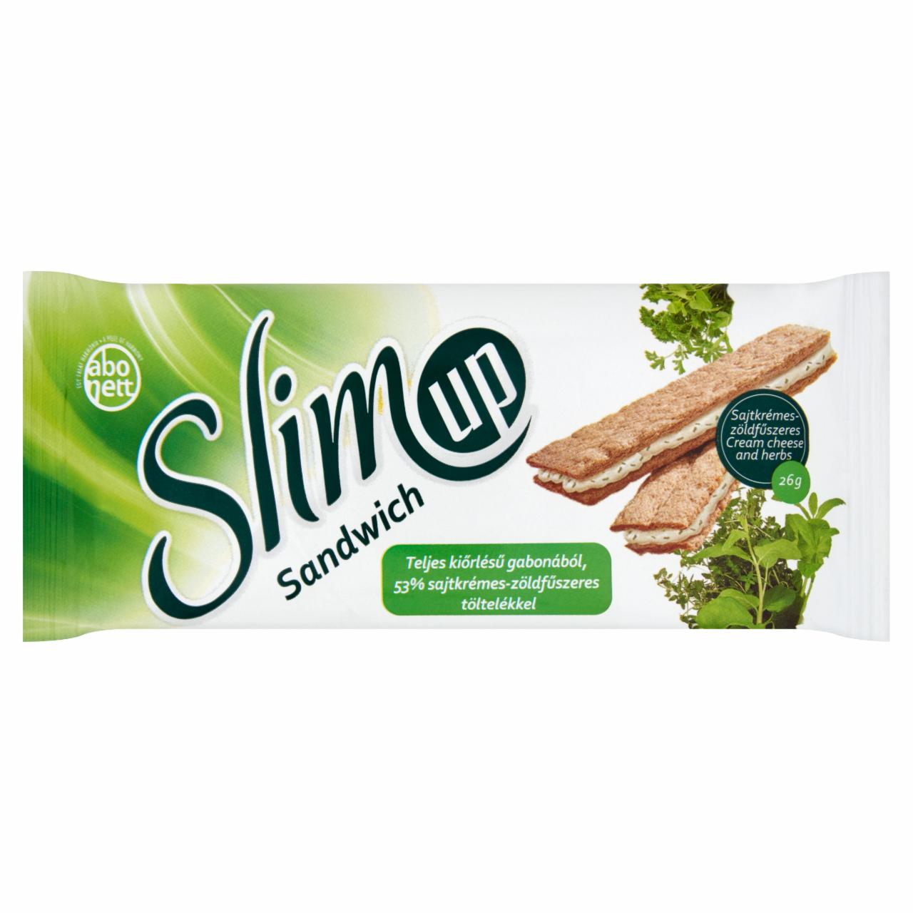 Képek - Abonett SlimUp Sandwich extrudált szelet sajtkrémes-zöldfűszeres töltelékkel 26 g