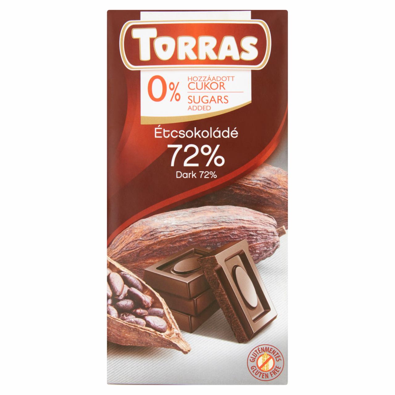 Képek - Torras étcsokoládé 72%-os kakaótartalommal, édesítőszerrel 75 g