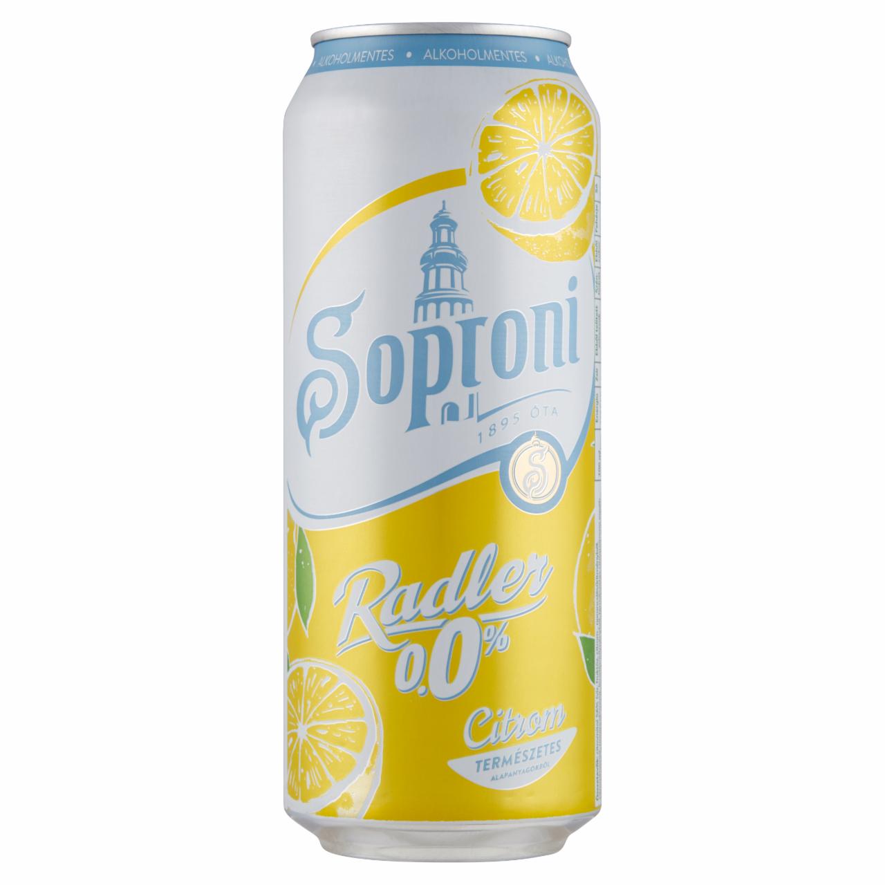Képek - Soproni Radler citromos alkoholmentes sörital 0,5 l doboz