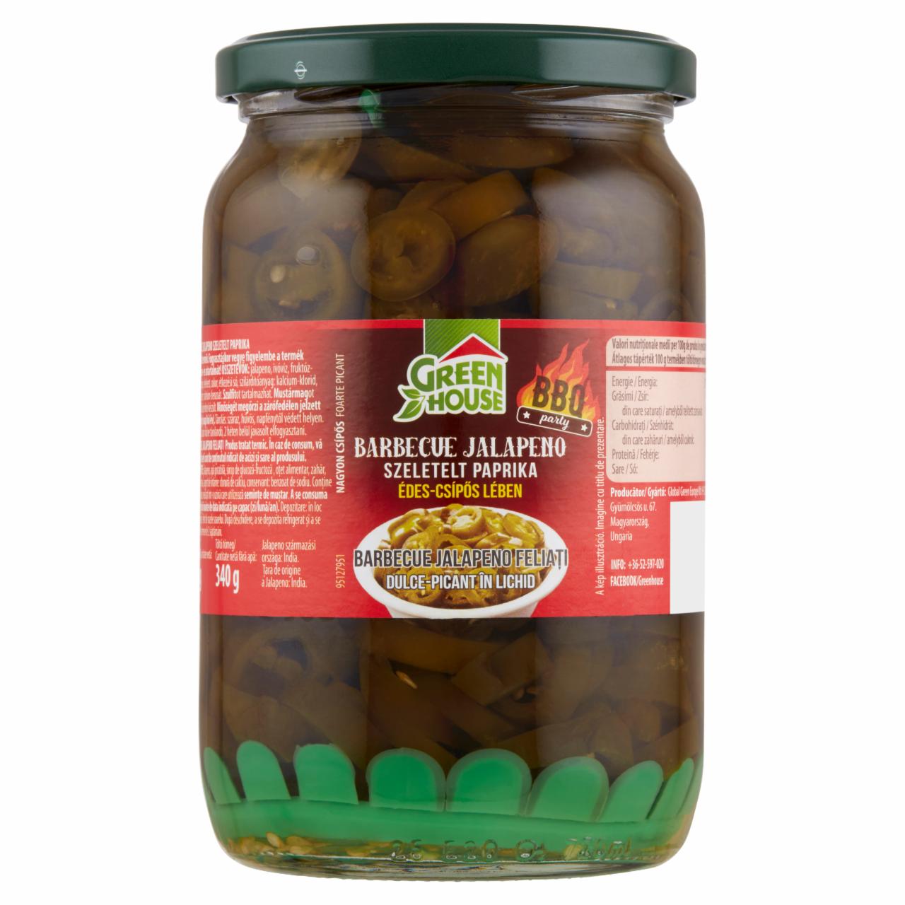 Képek - Green House barbecue jalapeno szeletelt paprika édes-csípős lében 700 g