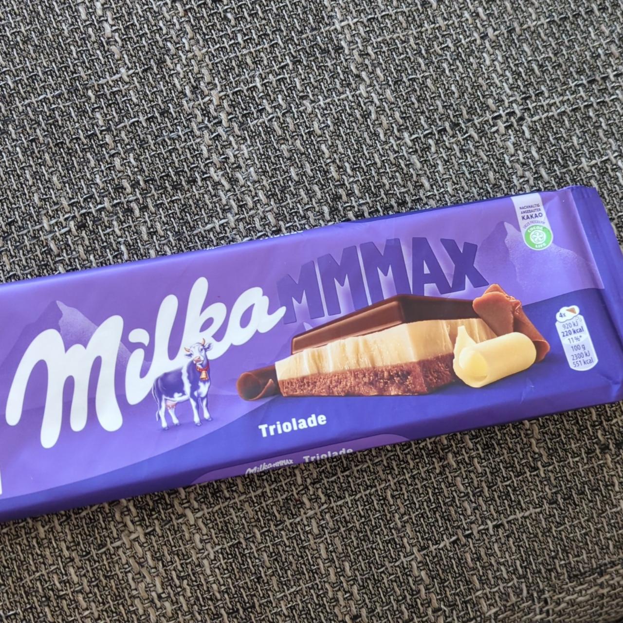 Képek - Milka Mmmax Triolade alpesi tejcsokoládé fehércsokoládéval és magas kakaótartalmú csokoládéval 280 g