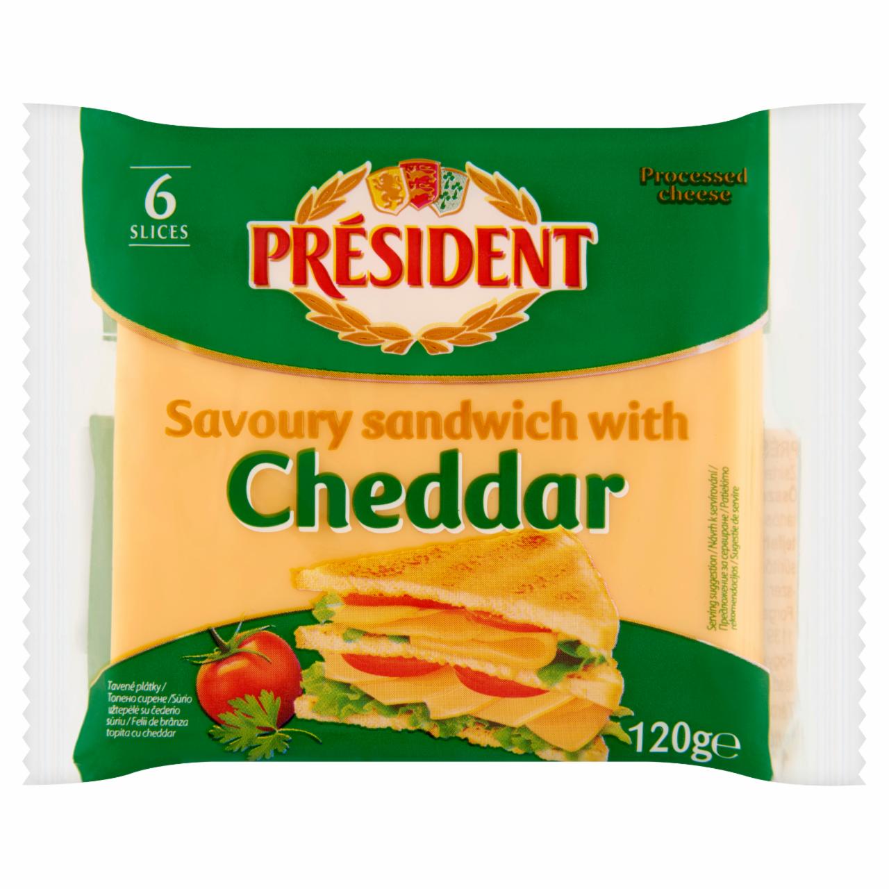 Képek - Président cheddar ízű félzsíros ömlesztett sajt 6 db 120 g
