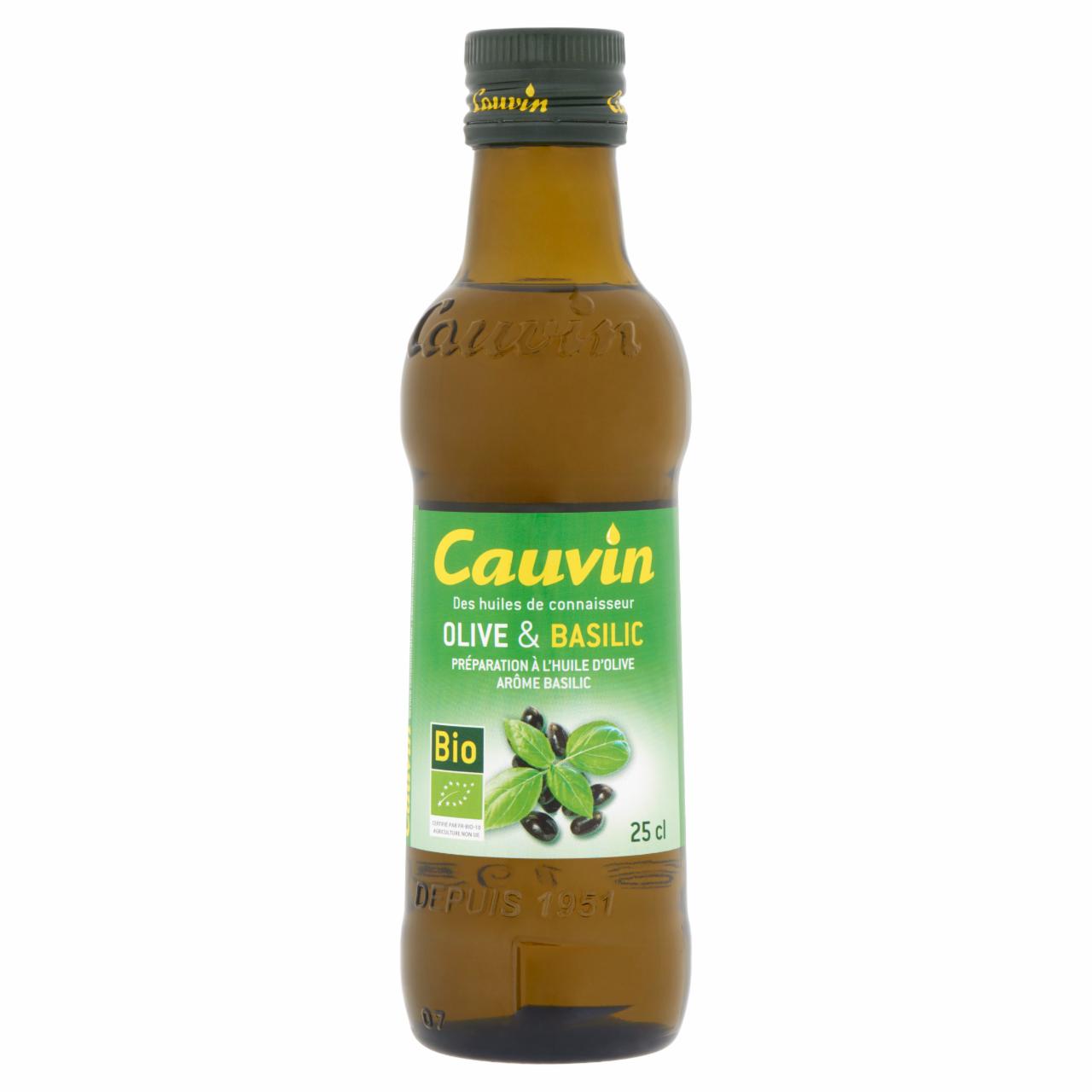Képek - Cauvin bazsalikom ízű extra szűz BIO olívaolaj 25 cl