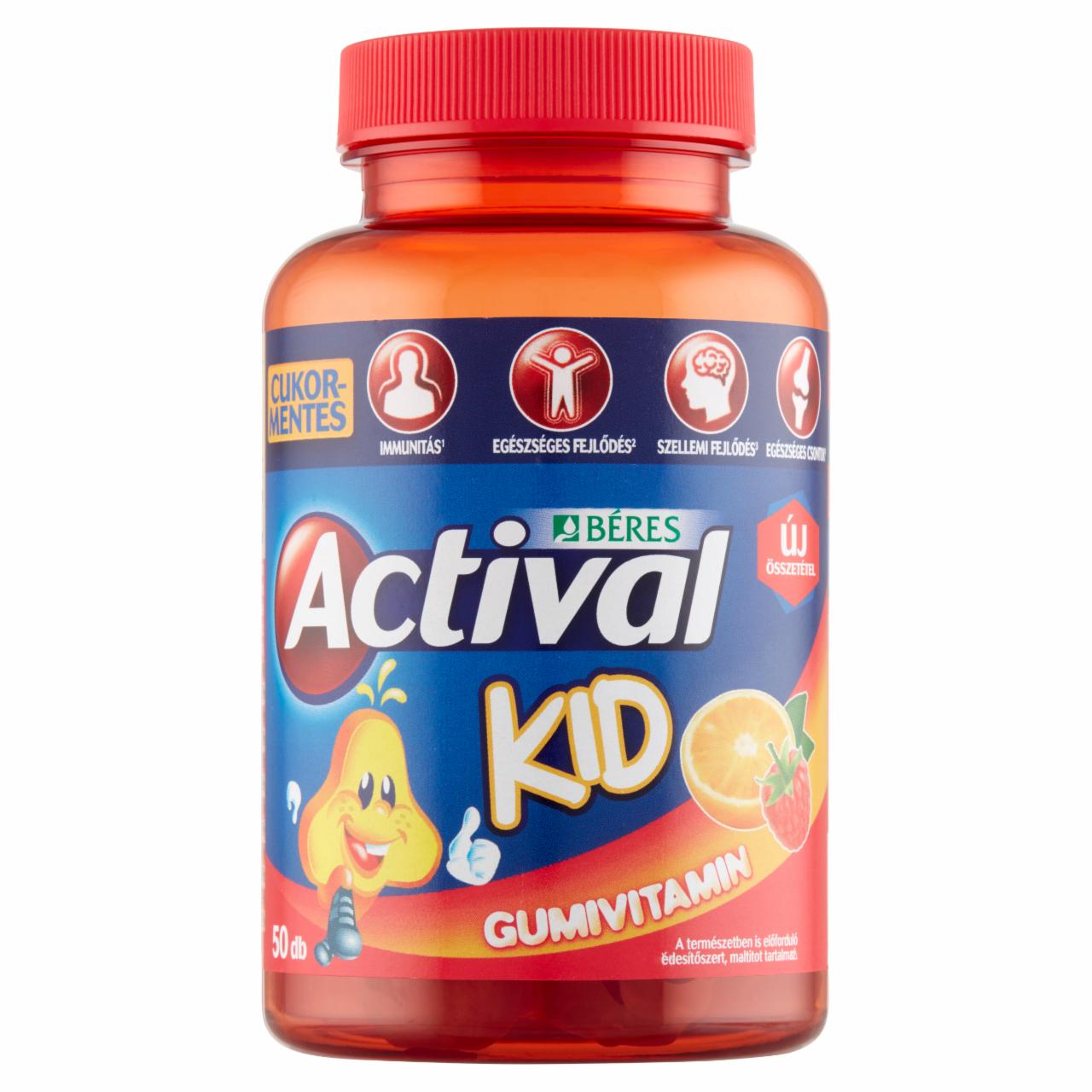 Képek - Béres Actival Kid cukormentes gumitabletta étrend-kiegészítő multivitamin 50 x 3 g (150 g)